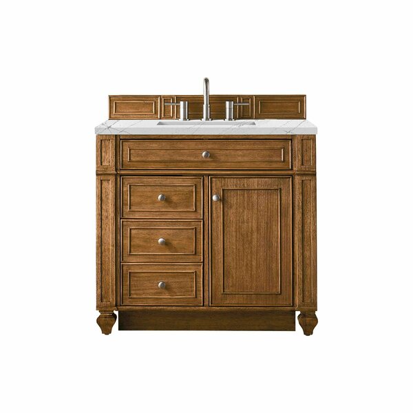 James Martin Vanities Bristol 36in Single Vanity, Saddle Brown w/ 3 CM Ethereal Noctis Quartz Top 157-V36-SBR-3ENC